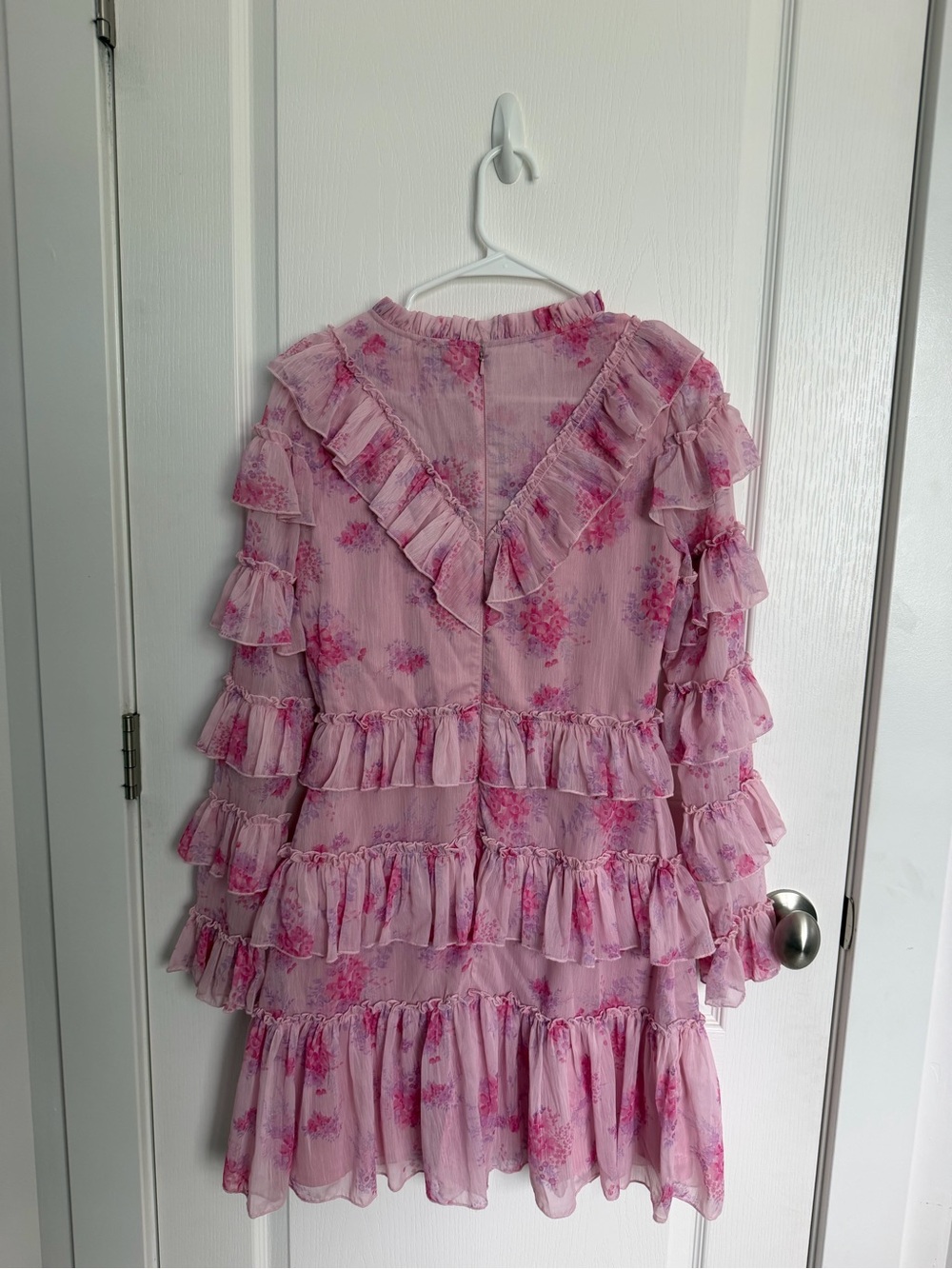Ivy City Co Pink and Purple Floral Ruffle Dress - Picture 5 of 6